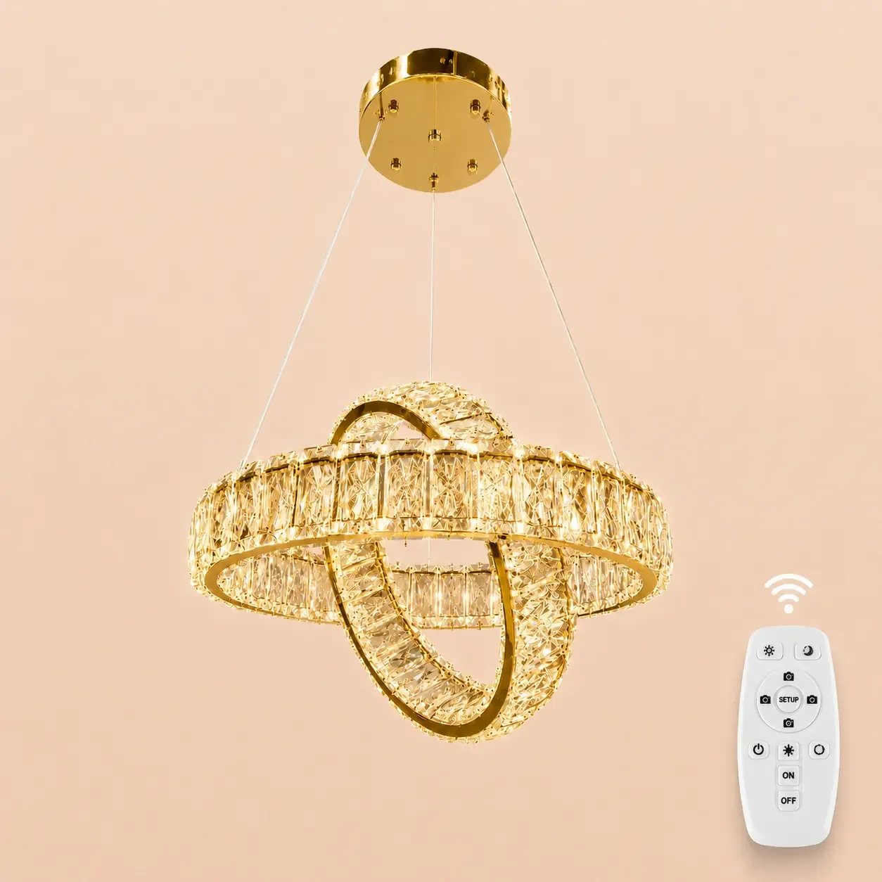 Angie-lustra led luxury cu cristale si telecomanda