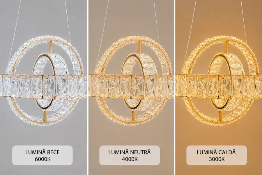 Angie-lustra led luxury cu cristale si telecomanda