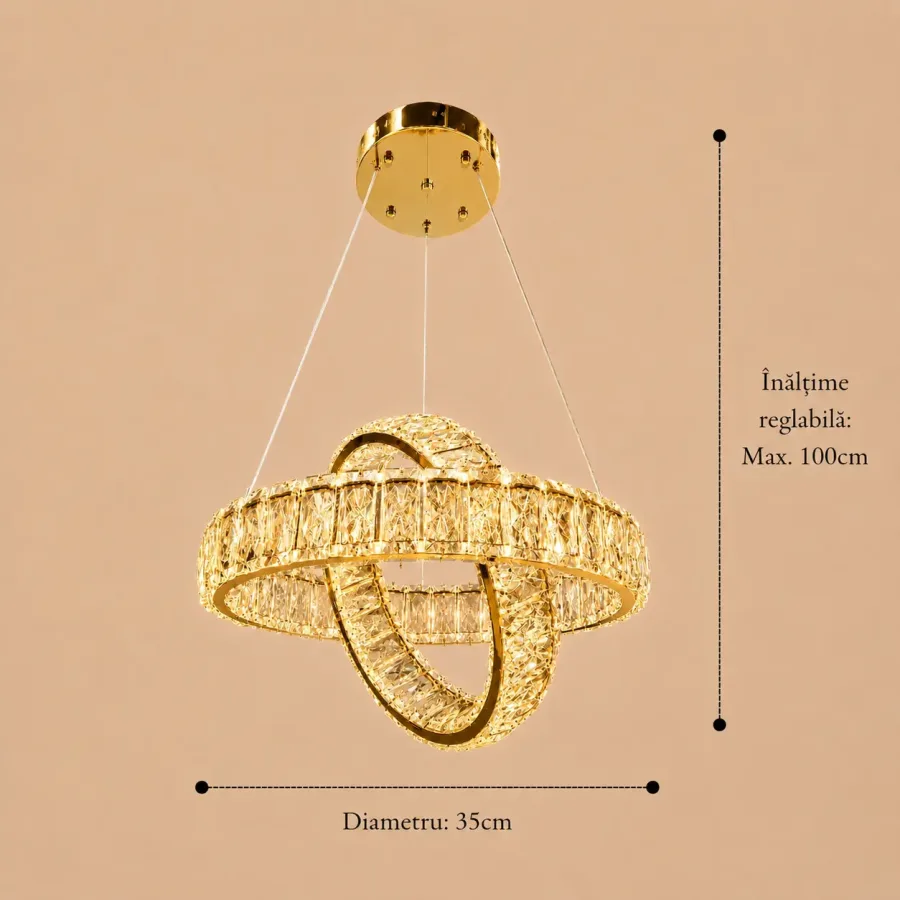Angie-lustra led luxury cu cristale si telecomanda