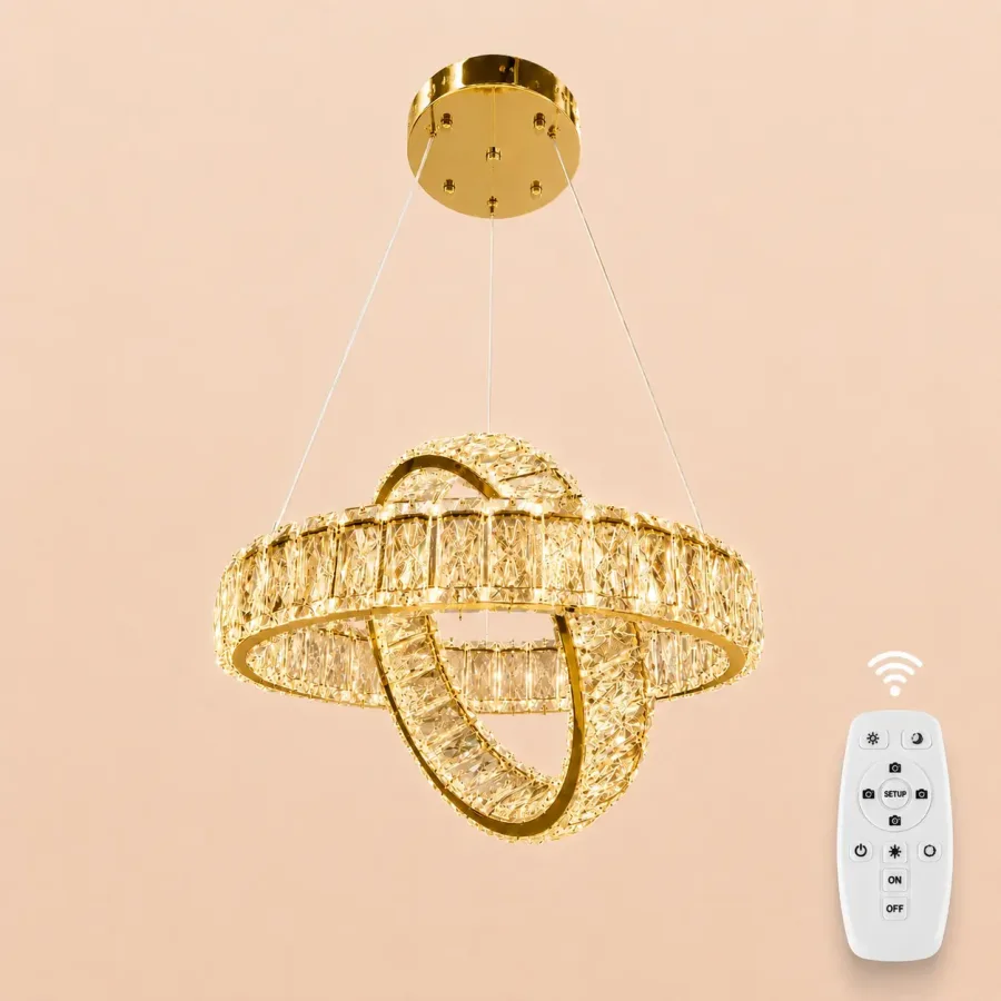 Angie-lustra led luxury cu cristale si telecomanda