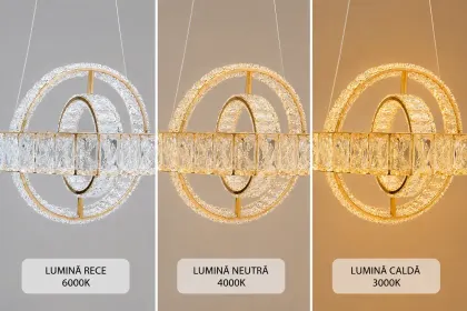 Angie-lustra led luxury cu cristale si telecomanda