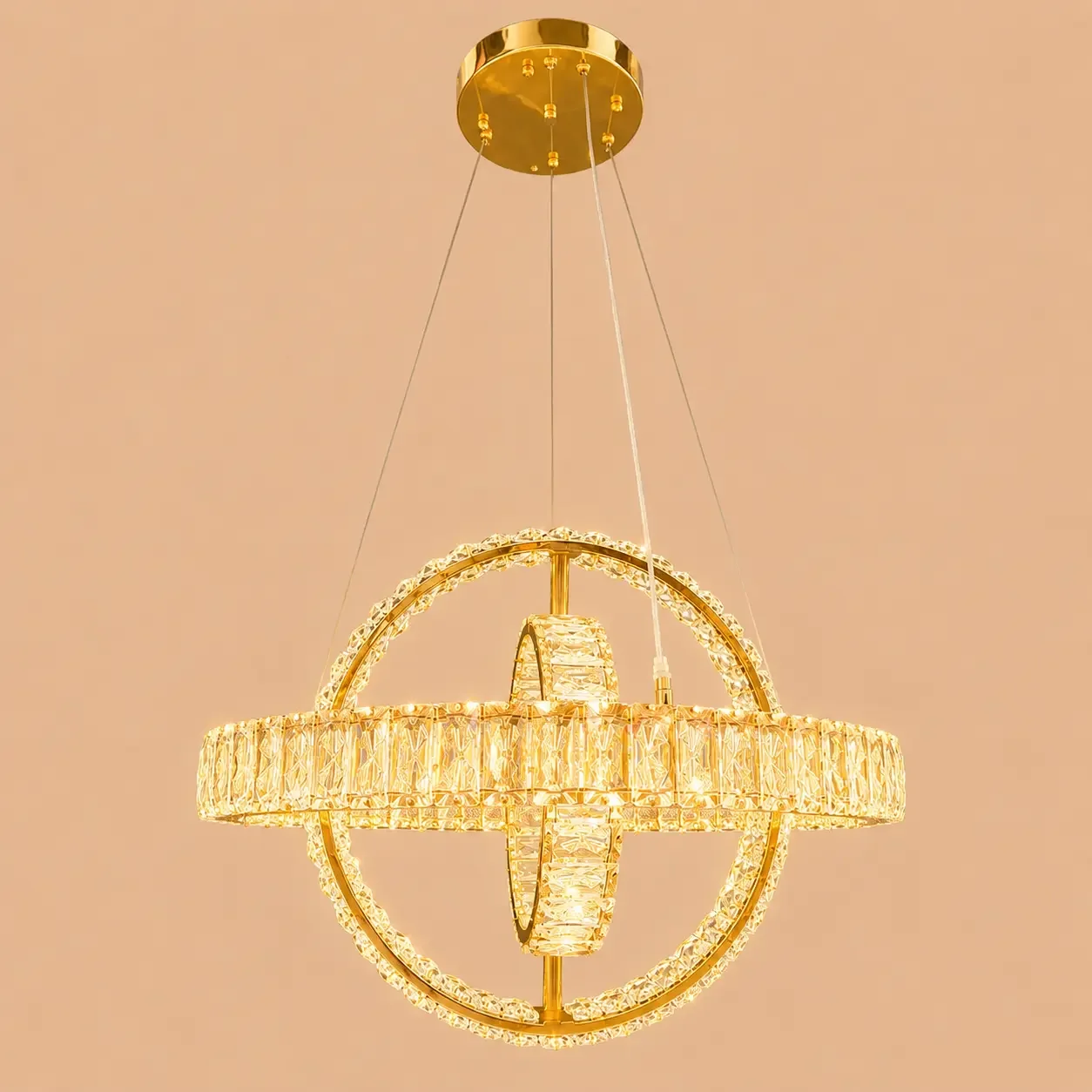 Angie-lustra led luxury cu cristale si telecomanda