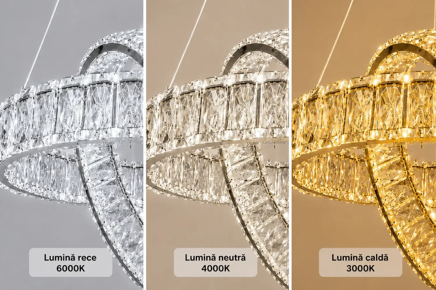 Angie-lustra led luxury cu cristale si telecomanda