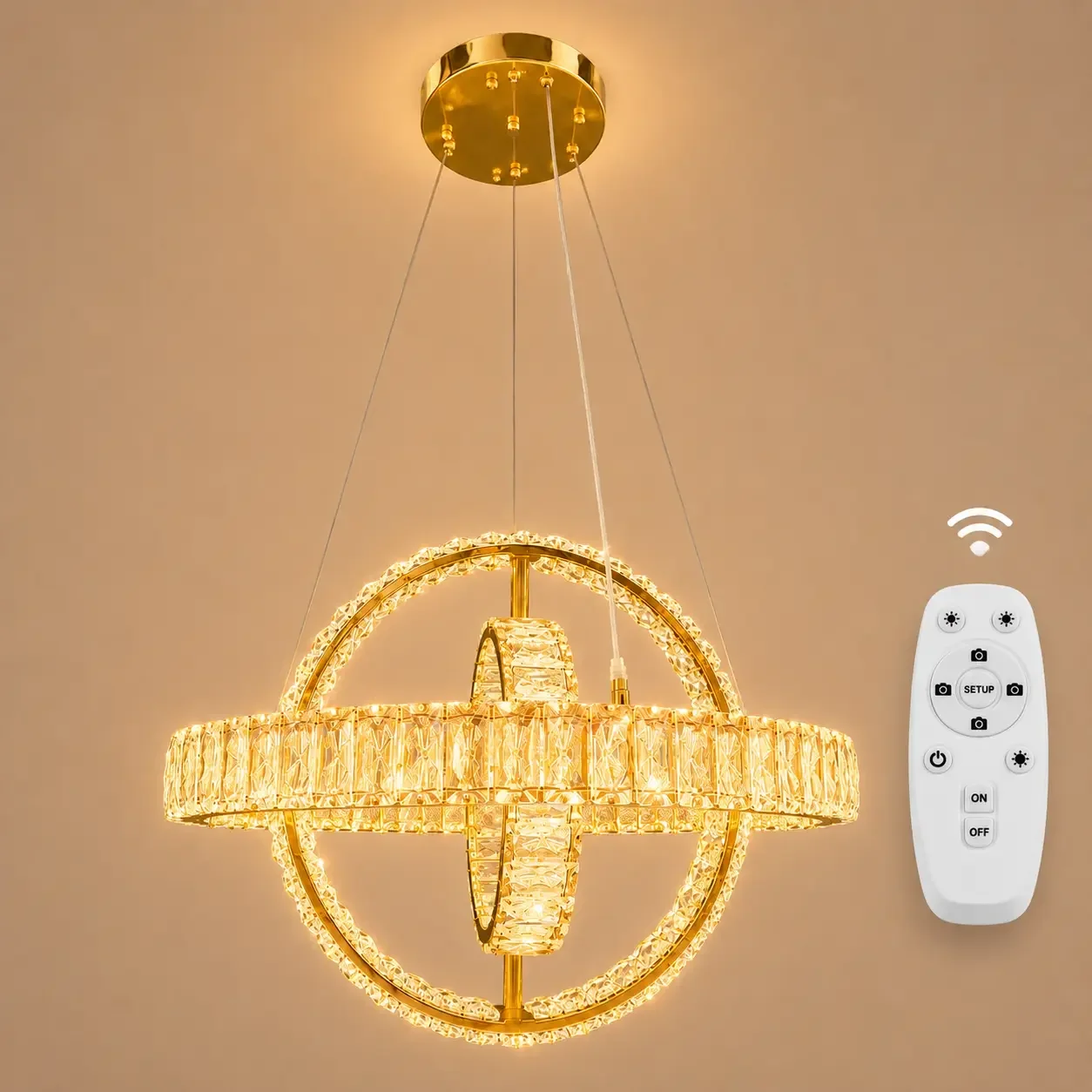 Angie-lustra led luxury cu cristale si telecomanda