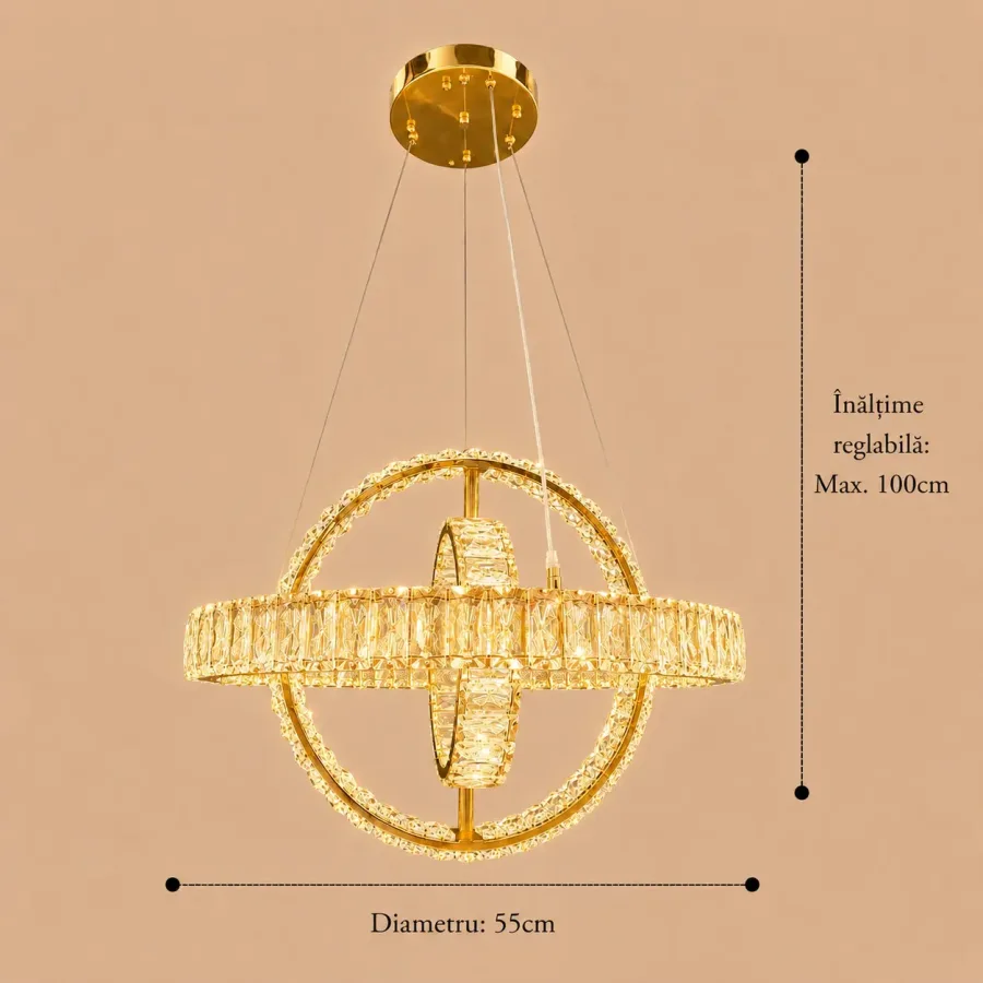 Angie-lustra led luxury cu cristale si telecomanda