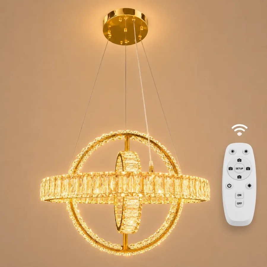 Angie-lustra led luxury cu cristale si telecomanda