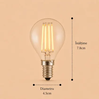 Bec Led Filament 4W E14 lumina calda model G45