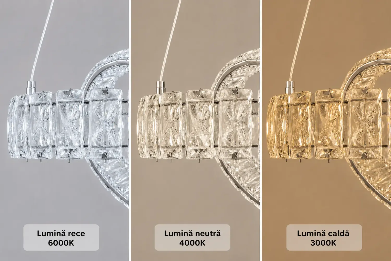 Angie-lustra led luxury cu cristale si telecomanda
