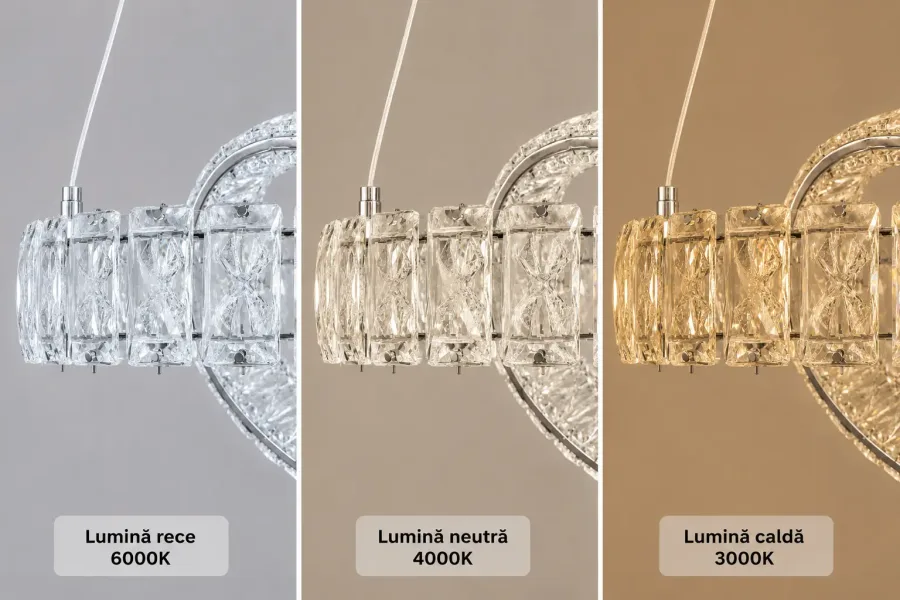 Angie-lustra led luxury cu cristale si telecomanda