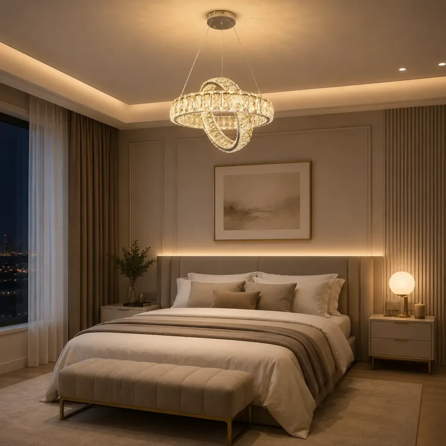 Angie-lustra led luxury cu cristale si telecomanda