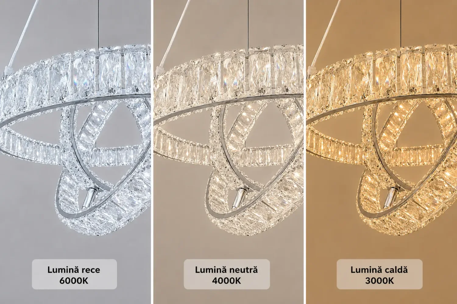 Angie-lustra led luxury cu cristale si telecomanda