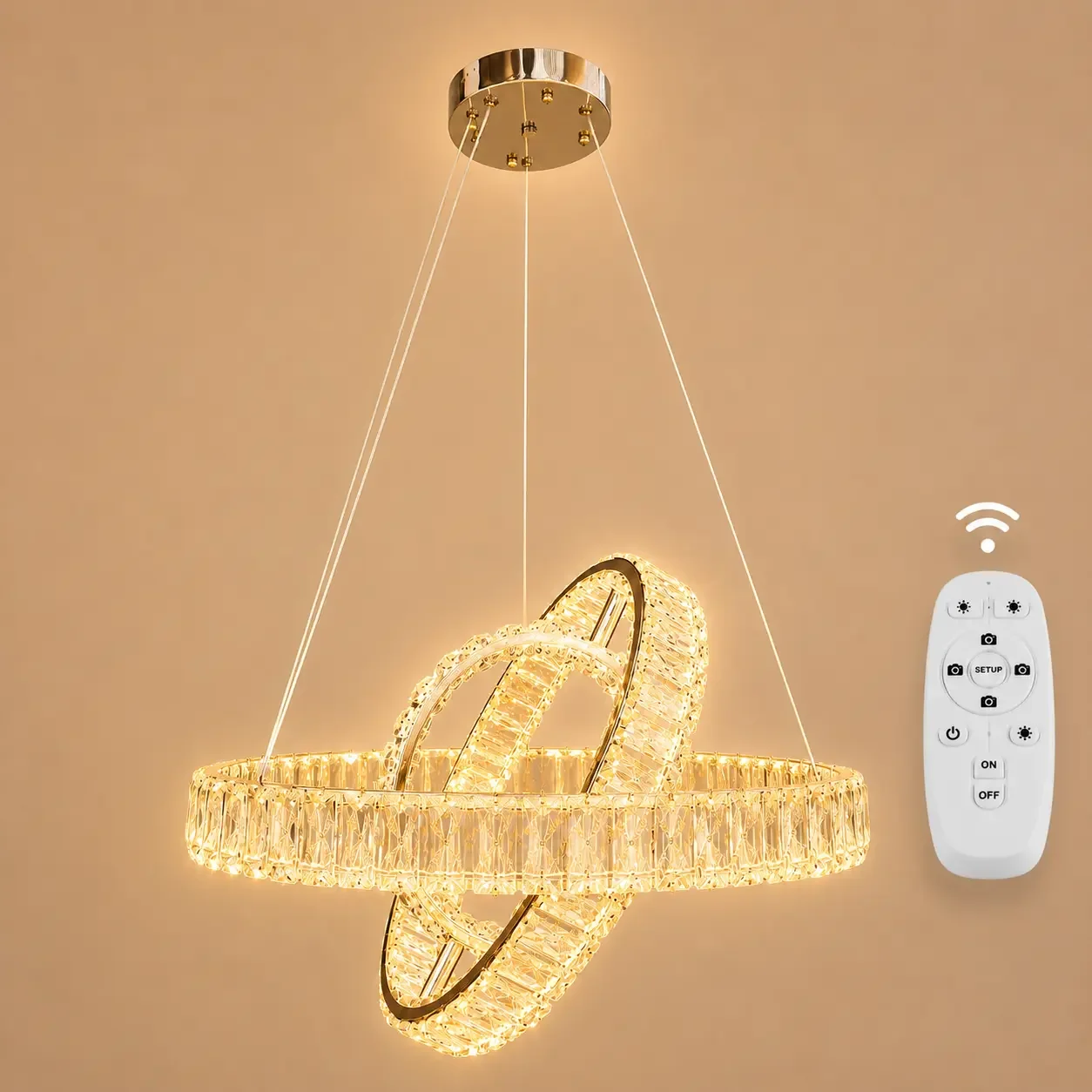 Angie-lustra led luxury cu cristale si telecomanda