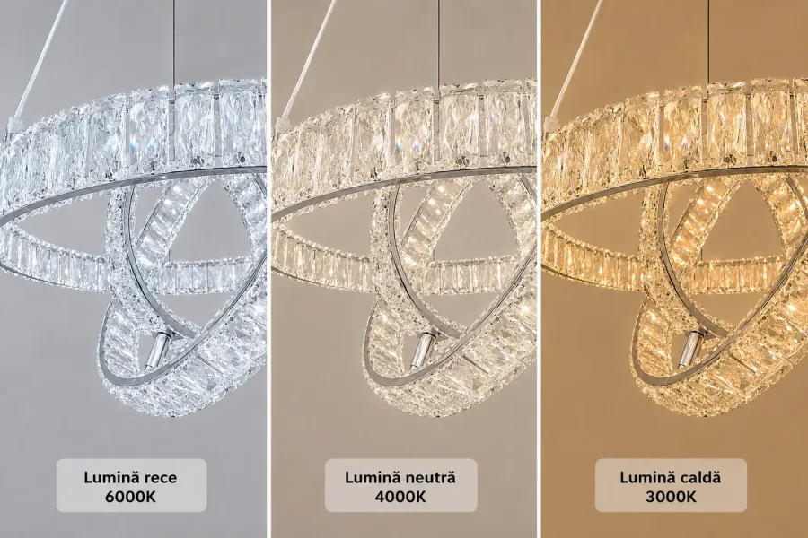 Angie-lustra led luxury cu cristale si telecomanda
