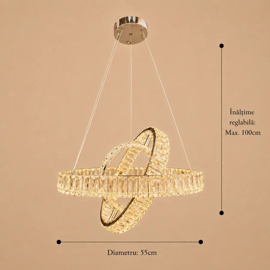 Angie-lustra led luxury cu cristale si telecomanda