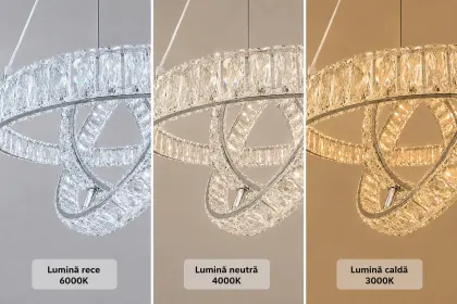 Angie-lustra led luxury cu cristale si telecomanda