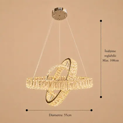 Angie-lustra led luxury cu cristale si telecomanda