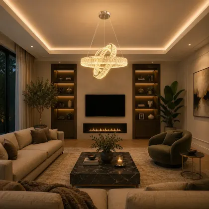 Angie-lustra led luxury cu cristale si telecomanda