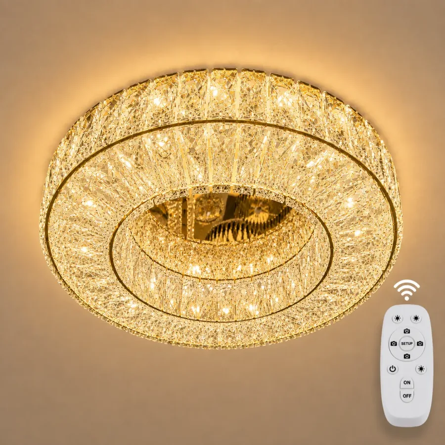 Calis-lustra led aplicata Diam.40cm cu cristale si telecomanda