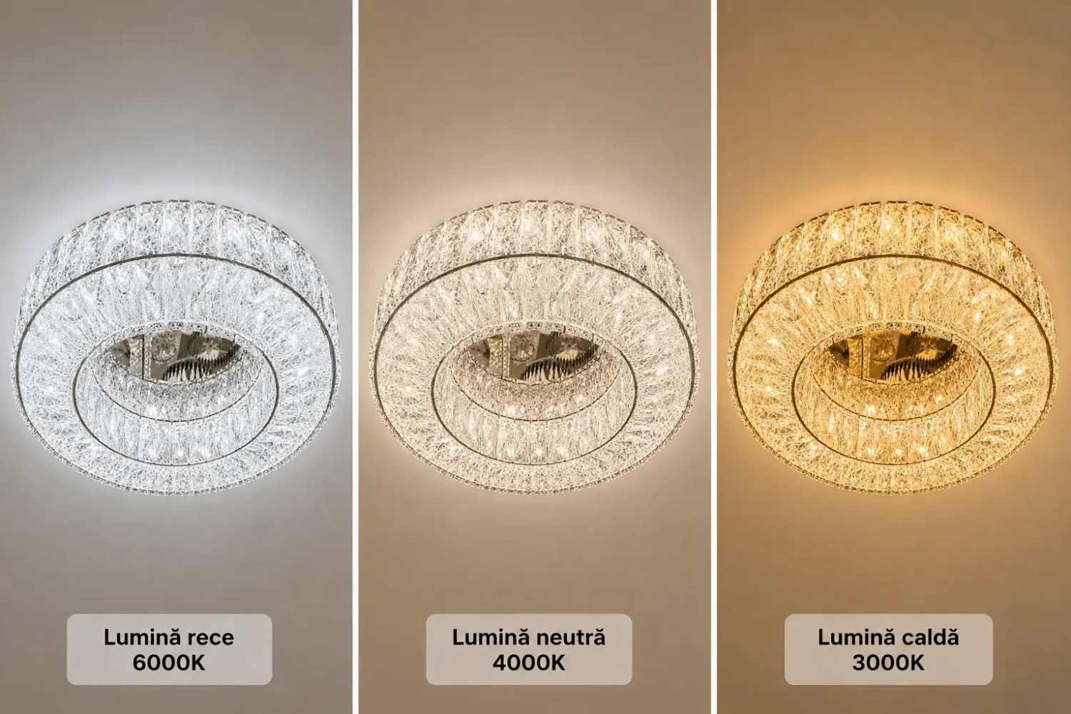 Calis-lustra led aplicata Diam.50cm cu cristale si telecomanda