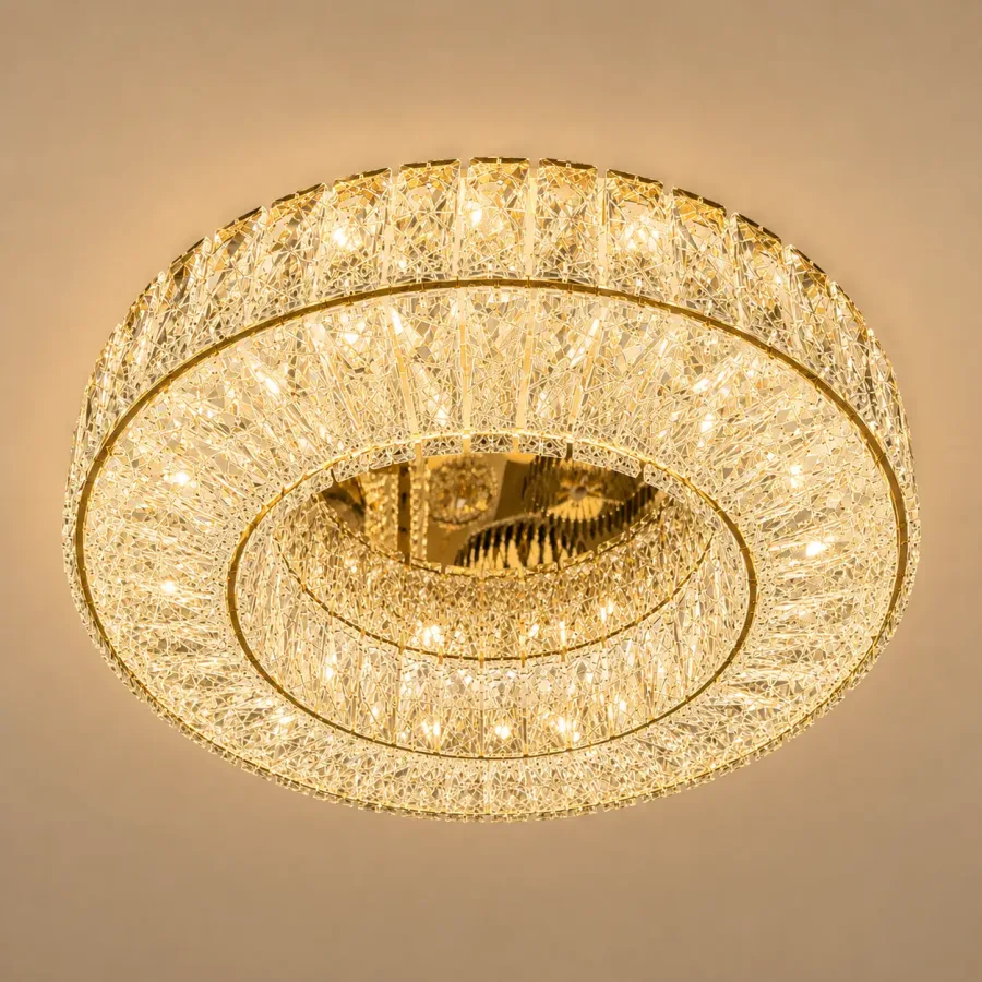 Calis-lustra led aplicata Diam.50cm cu cristale si telecomanda