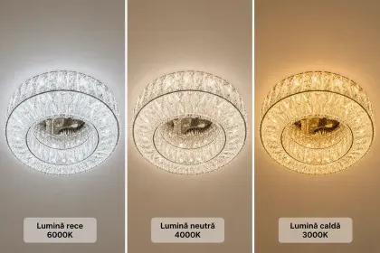 Calis-lustra led aplicata Diam.50cm cu cristale si telecomanda