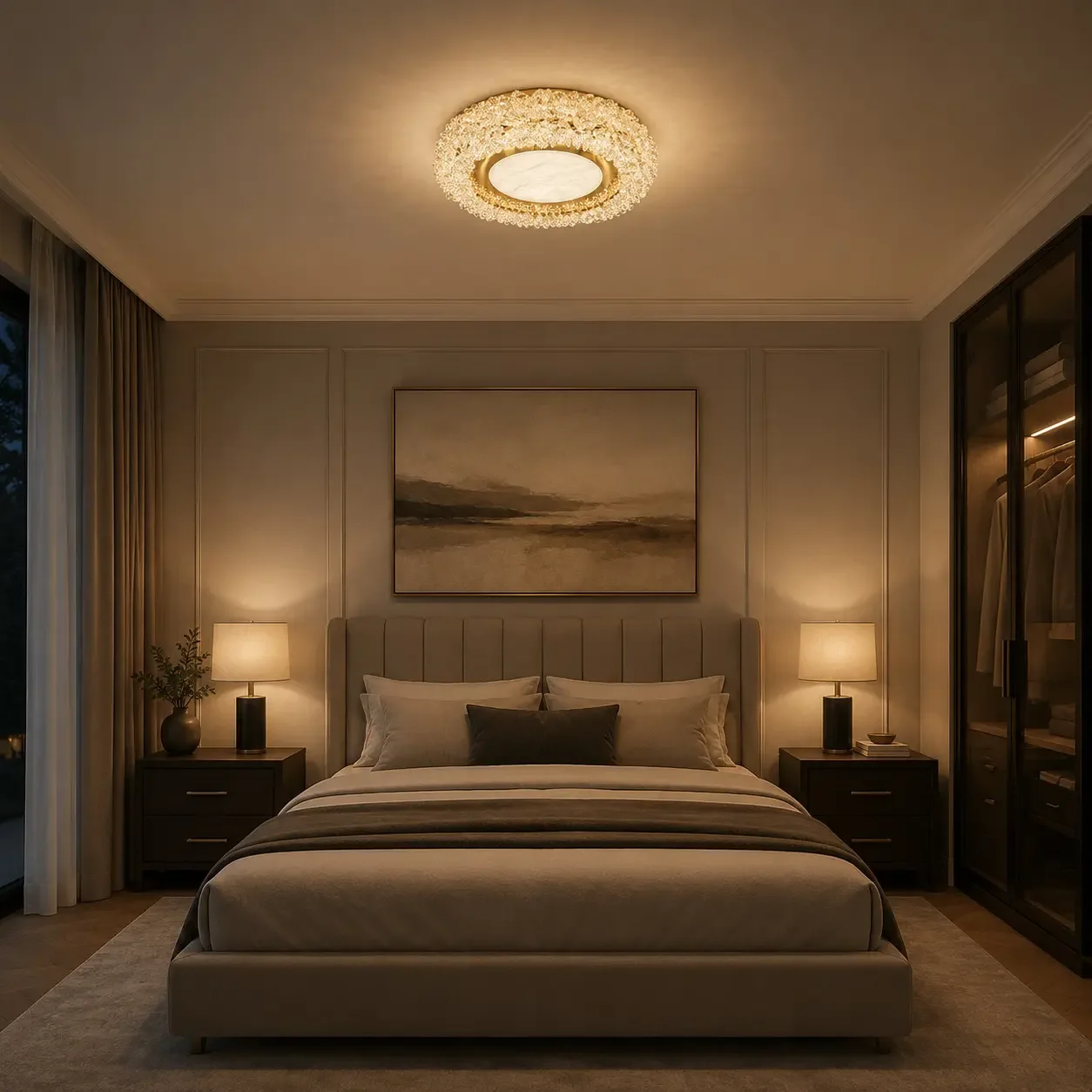 Hazel-lustra led aplicata Diam.35cm cu cristale si telecomanda