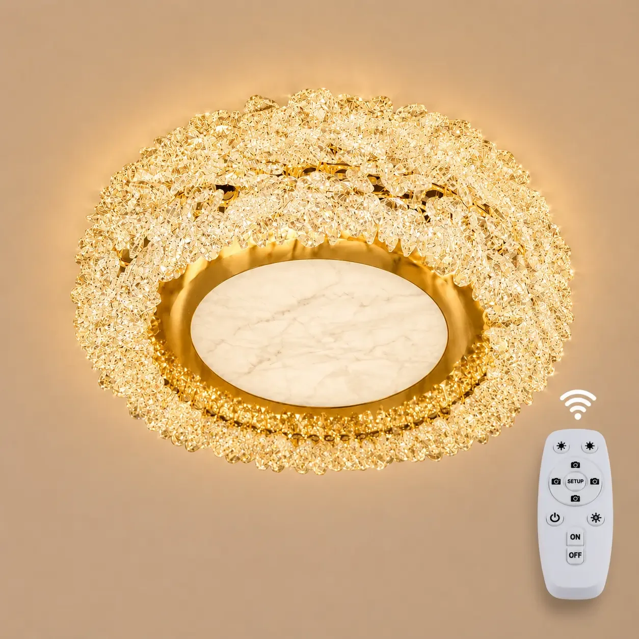 Hazel-lustra led aplicata Diam.35cm cu cristale si telecomanda