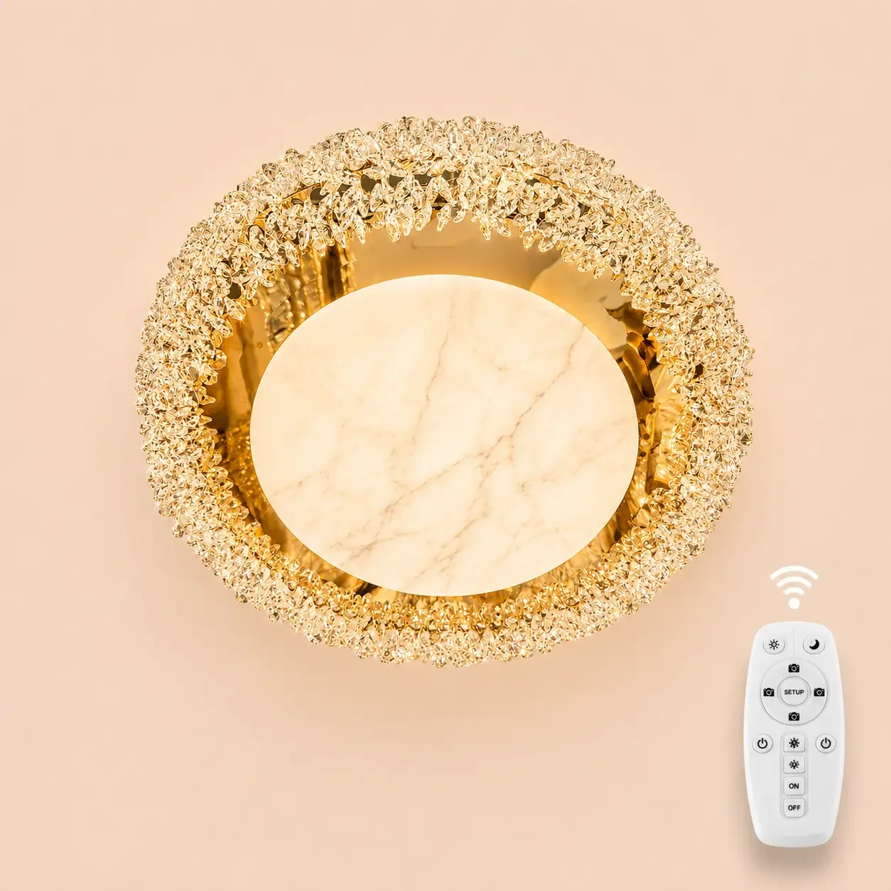 Hazel-lustra led aplicata Diam.45cm cu cristale si telecomanda