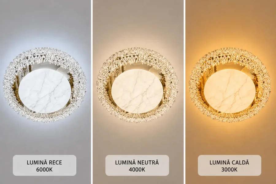 Hazel-lustra led aplicata Diam.45cm cu cristale si telecomanda