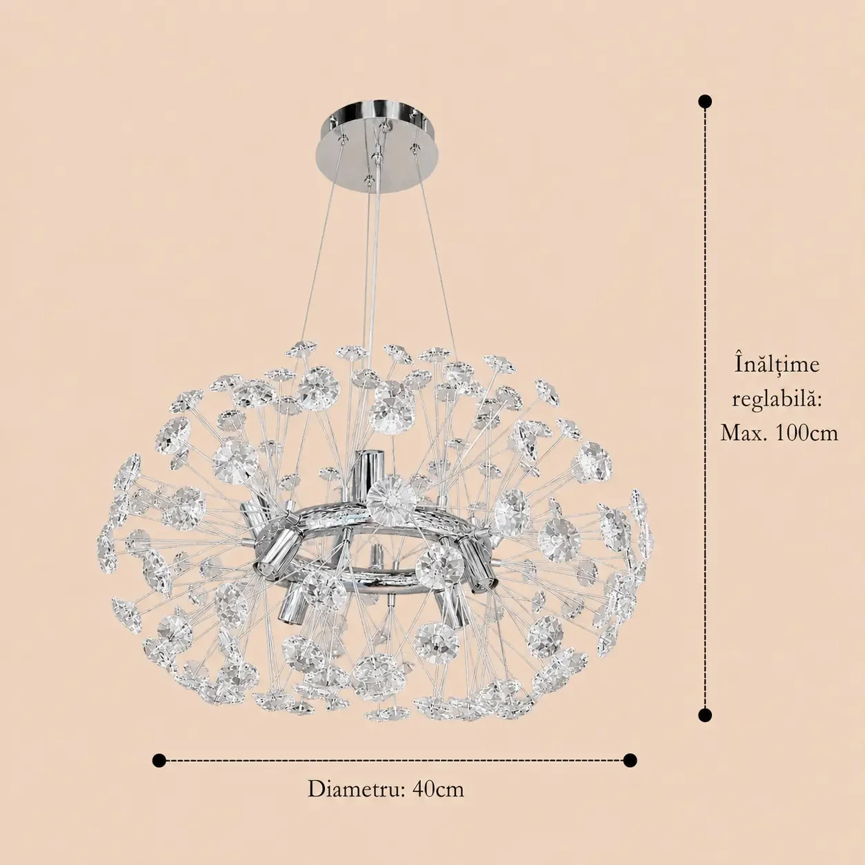 Elira-Candelabru Diam.40cm cu 8 Becuri