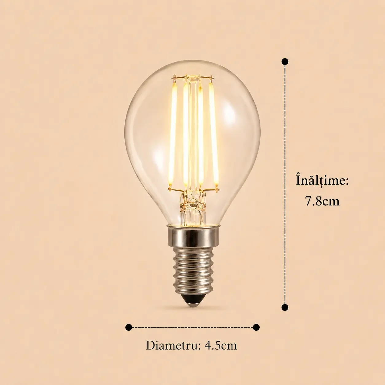 Bec Led Filament 4W E14 lumina neutra model G45