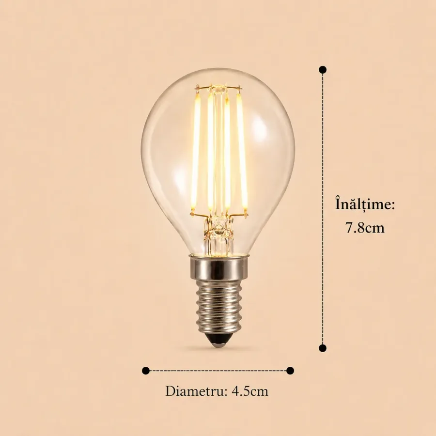 Bec Led Filament 4W E14 lumina neutra model G45
