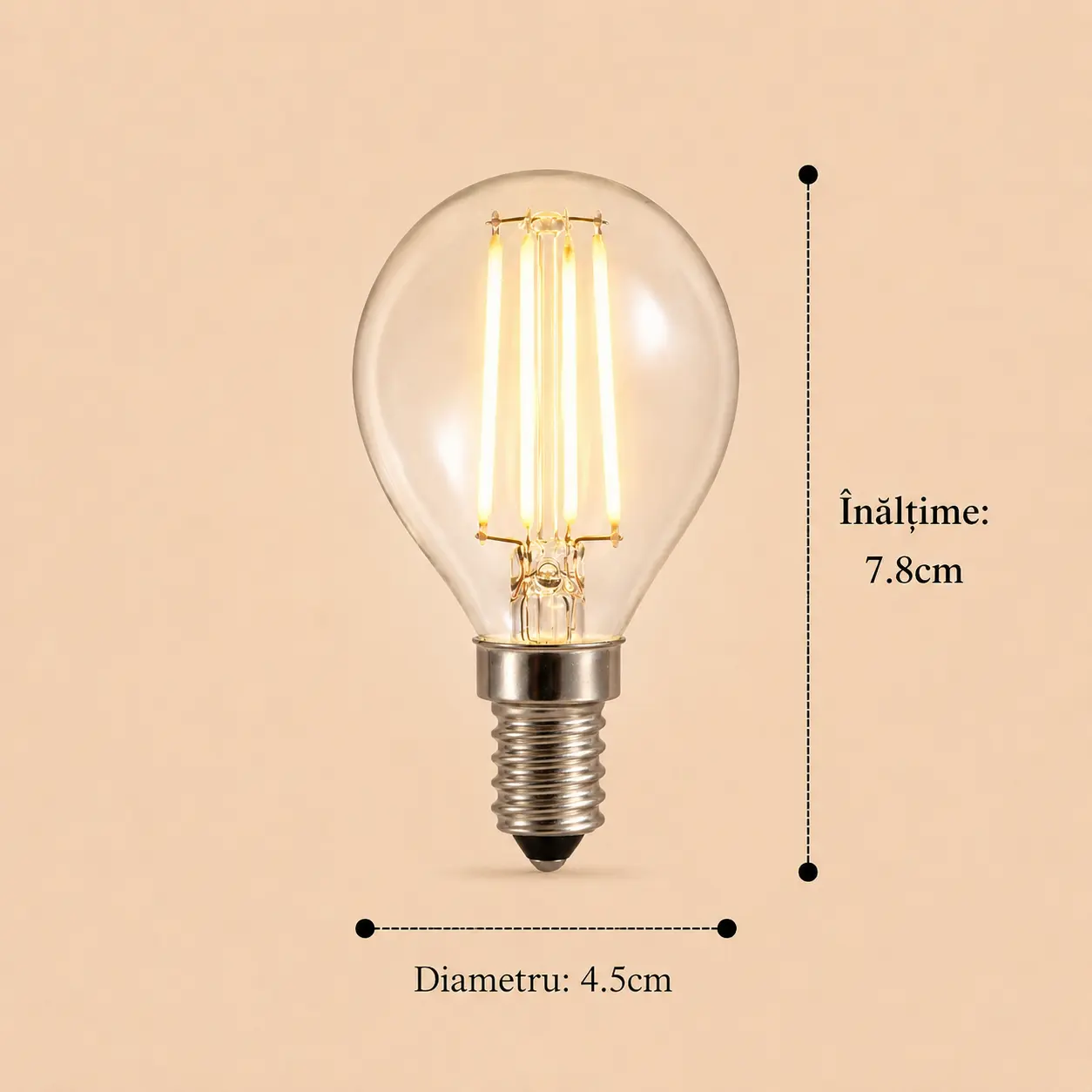 Bec Led Filament 4W E14 lumina neutra model G45
