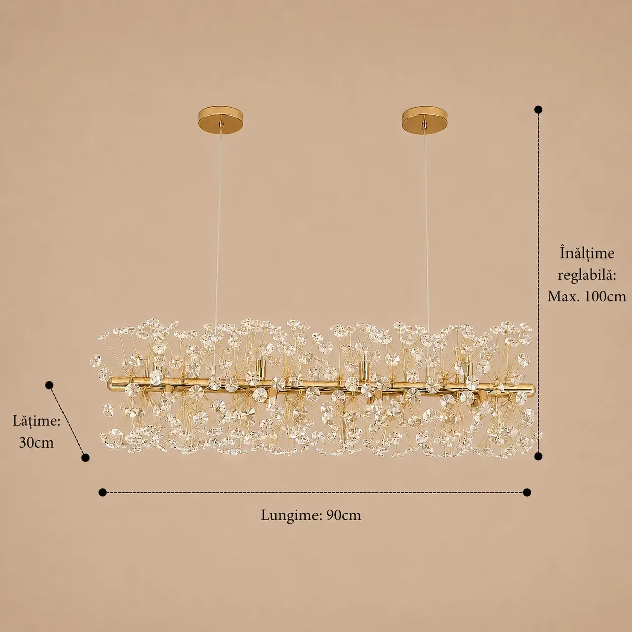 Elira-Candelabru Lung 90cm cu 12 Becuri