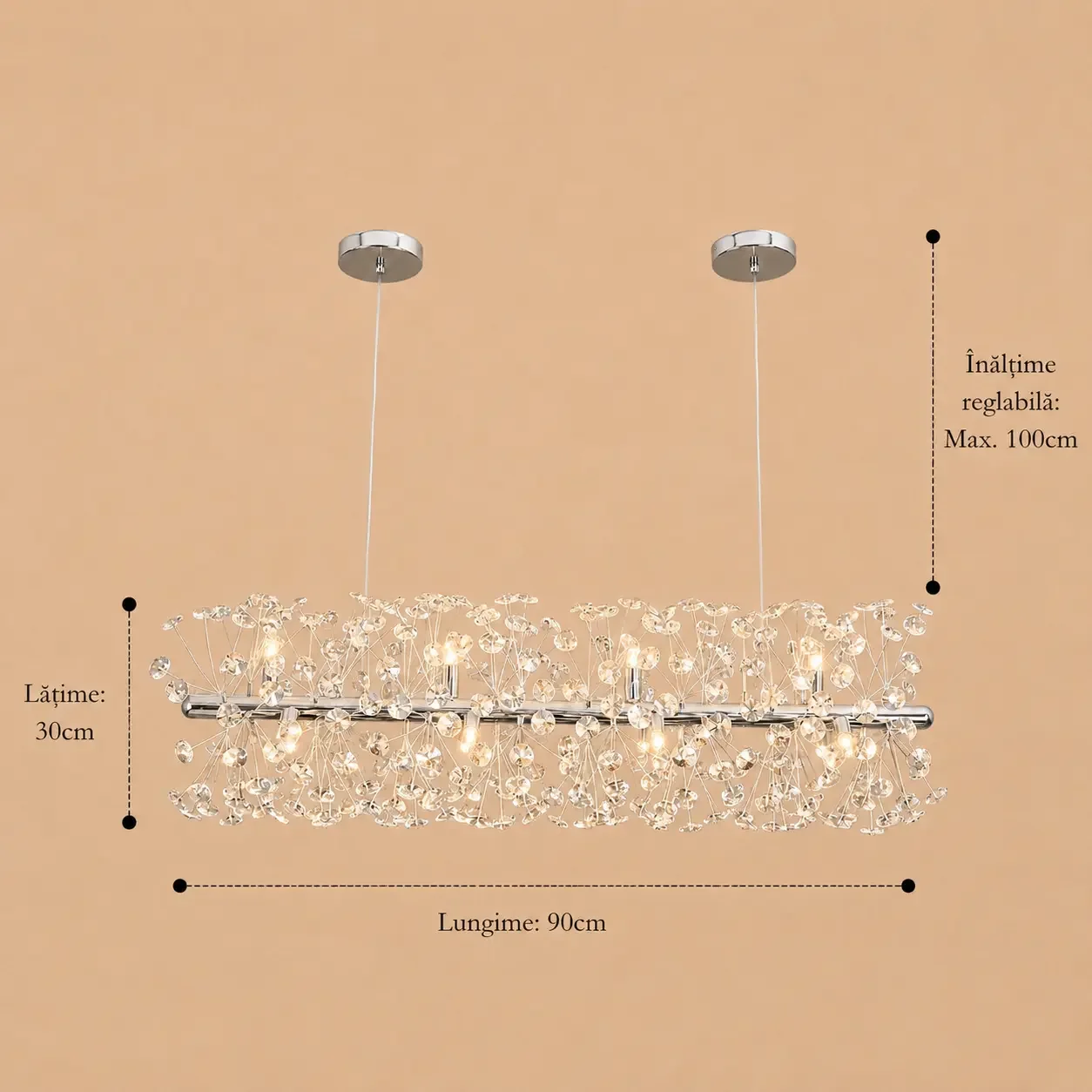 Elira-Candelabru Lung 90cm cu 12 Becuri