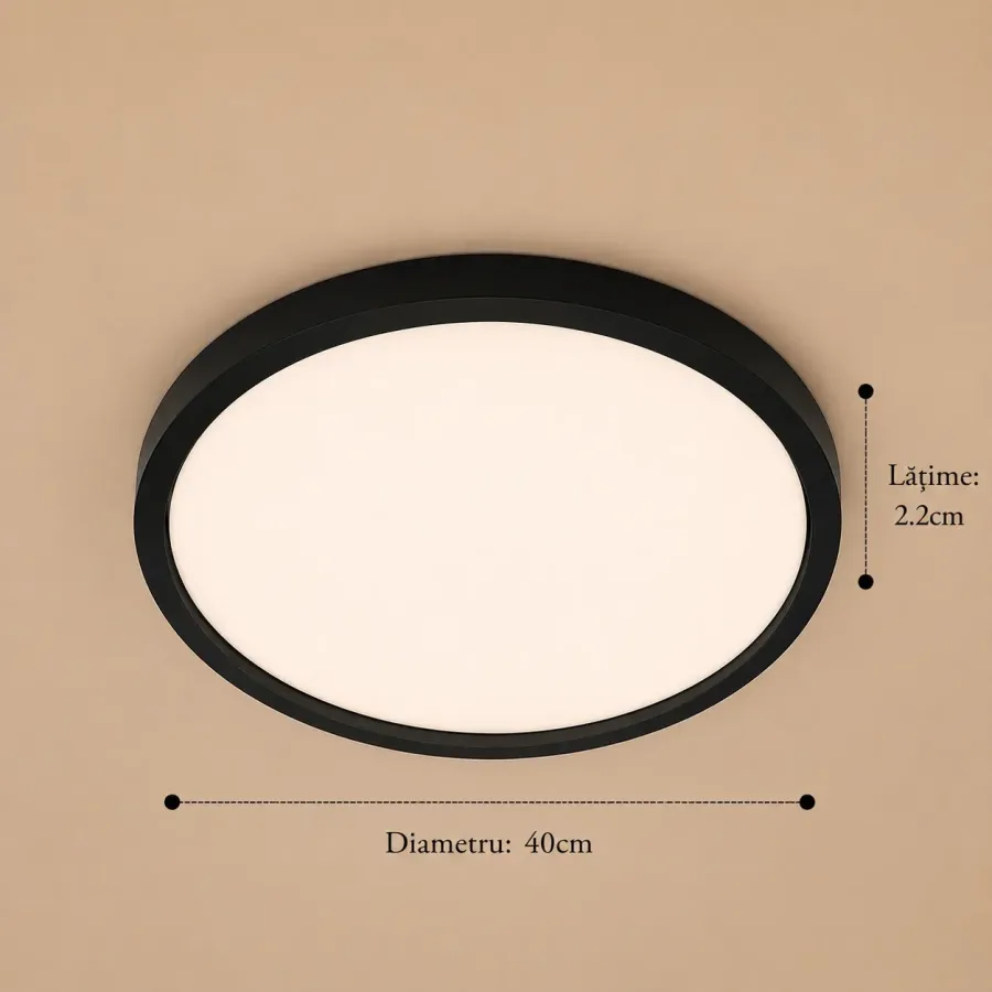 Nordica-plafoniera led Diam.40cm cu rama neagra