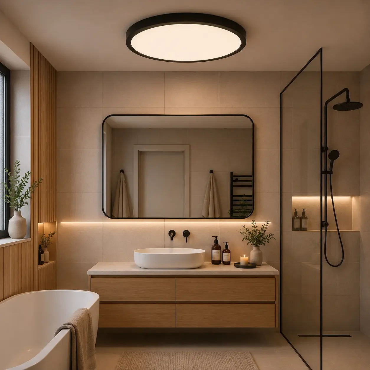 Nordica-plafoniera led Diam.50cm cu rama neagra