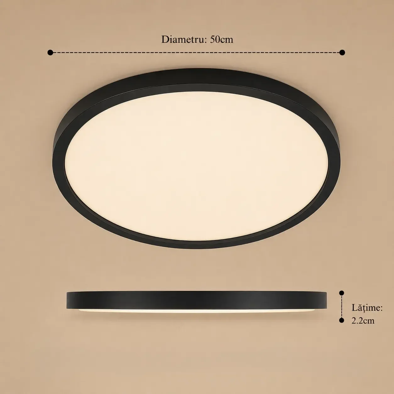 Nordica-plafoniera led Diam.50cm cu rama neagra