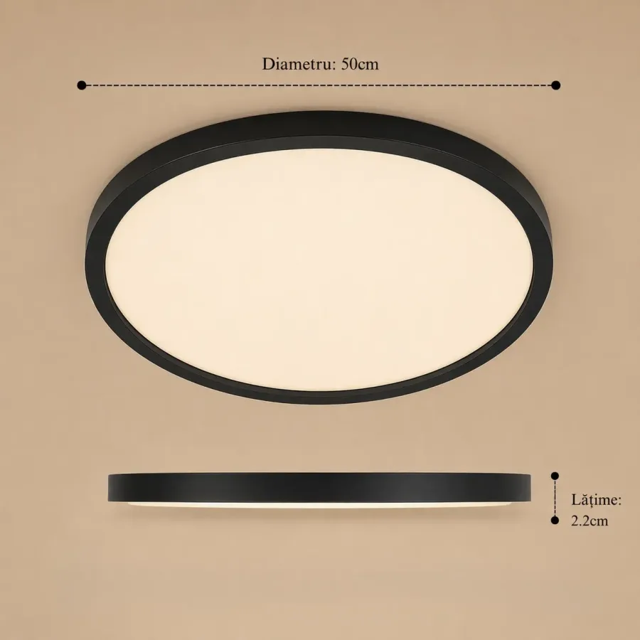 Nordica-plafoniera led Diam.50cm cu rama neagra
