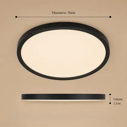 Nordica-plafoniera led Diam.50cm cu rama neagra