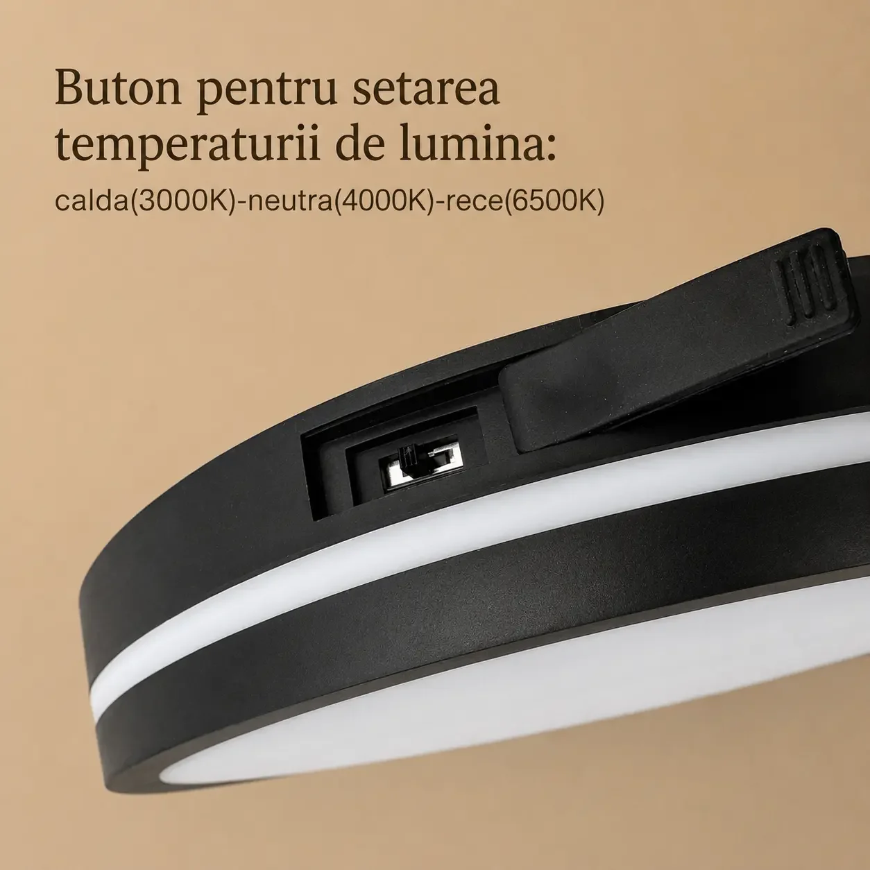 Freya-plafoniera led Diam.38cm cu rama neagra