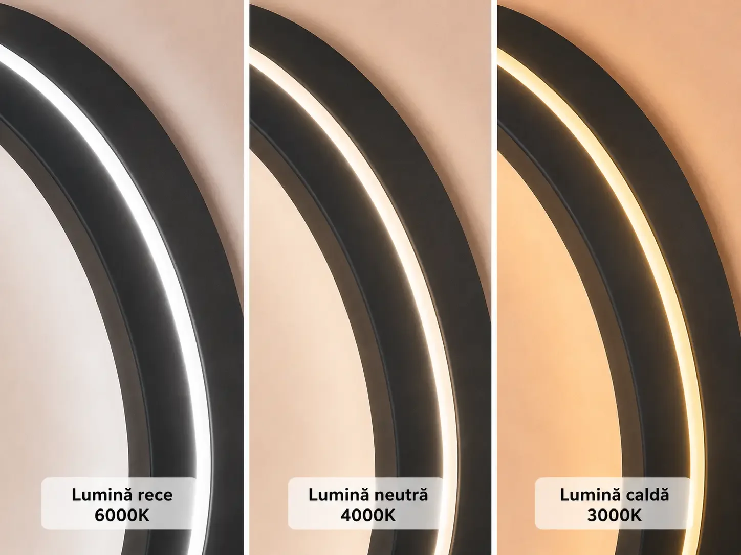 Freya-plafoniera led Diam.38cm cu rama neagra