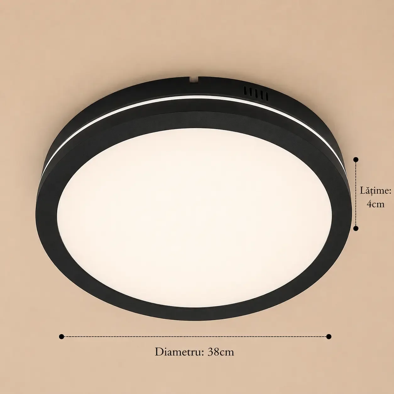 Freya-plafoniera led Diam.38cm cu rama neagra