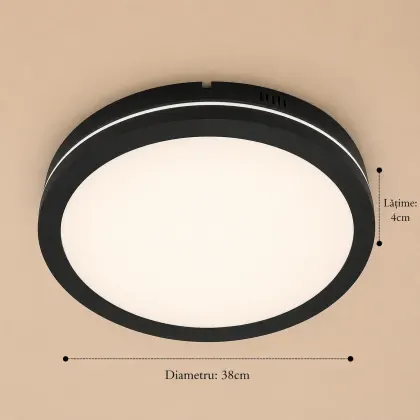 Freya-plafoniera led Diam.38cm cu rama neagra