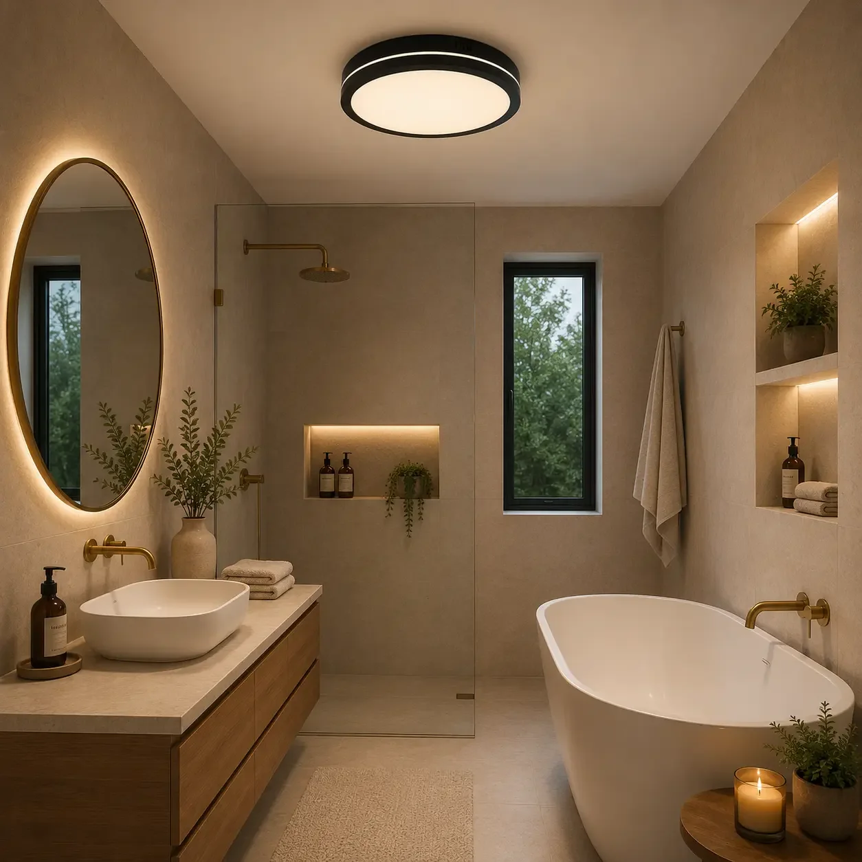 Freya-plafoniera led Diam.28cm cu rama neagra