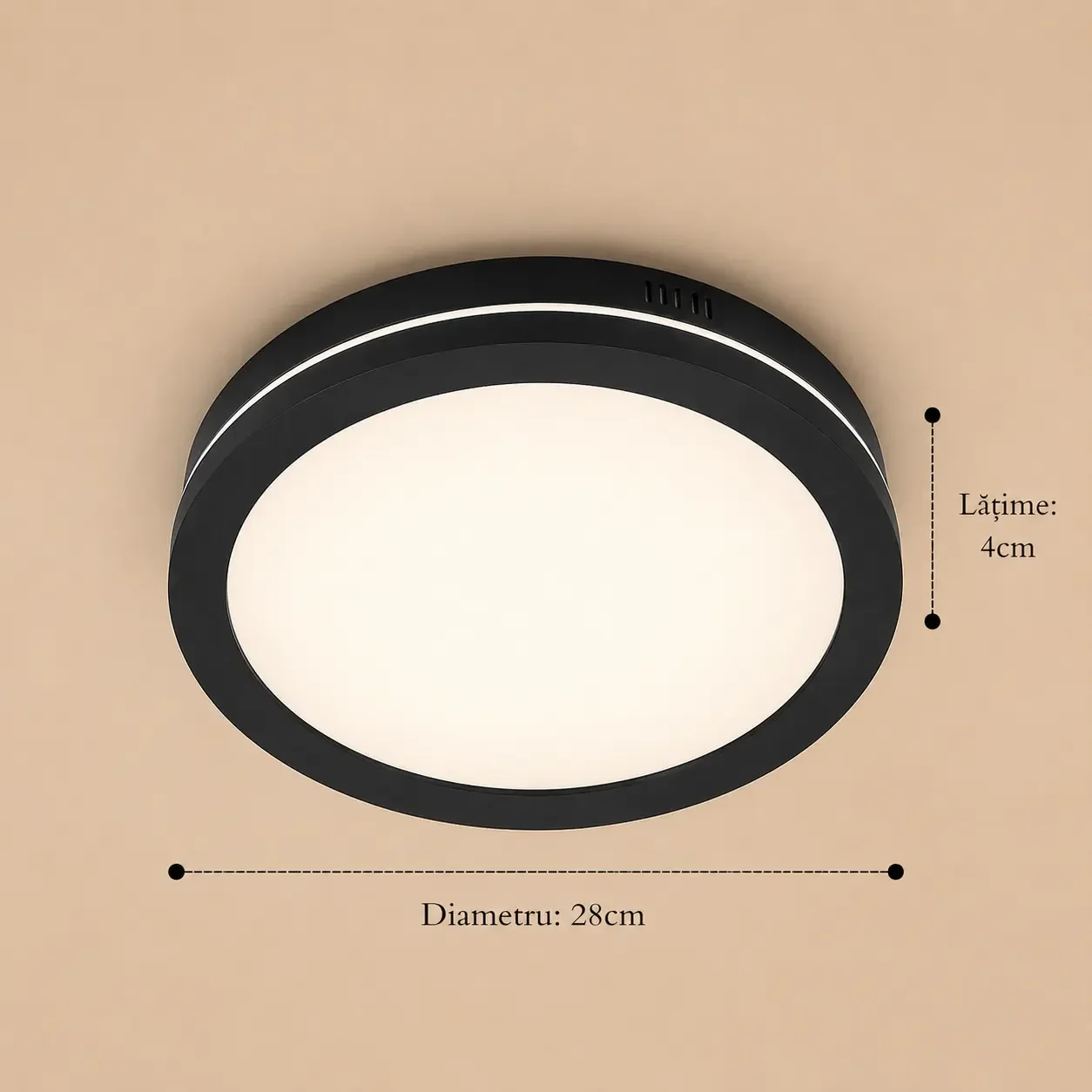 Freya-plafoniera led Diam.28cm cu rama neagra