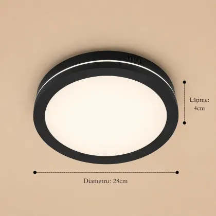 Freya-plafoniera led Diam.28cm cu rama neagra