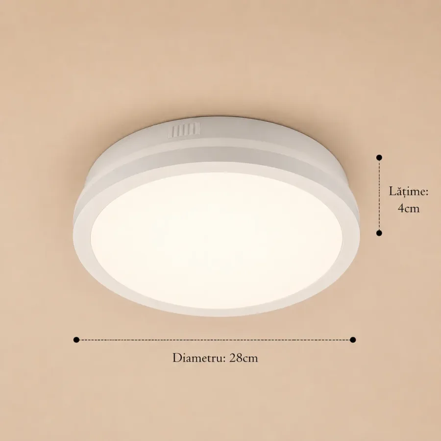 Freya-plafoniera led Diam.28cm cu rama alba
