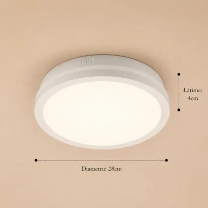 Freya-plafoniera led Diam.28cm cu rama alba