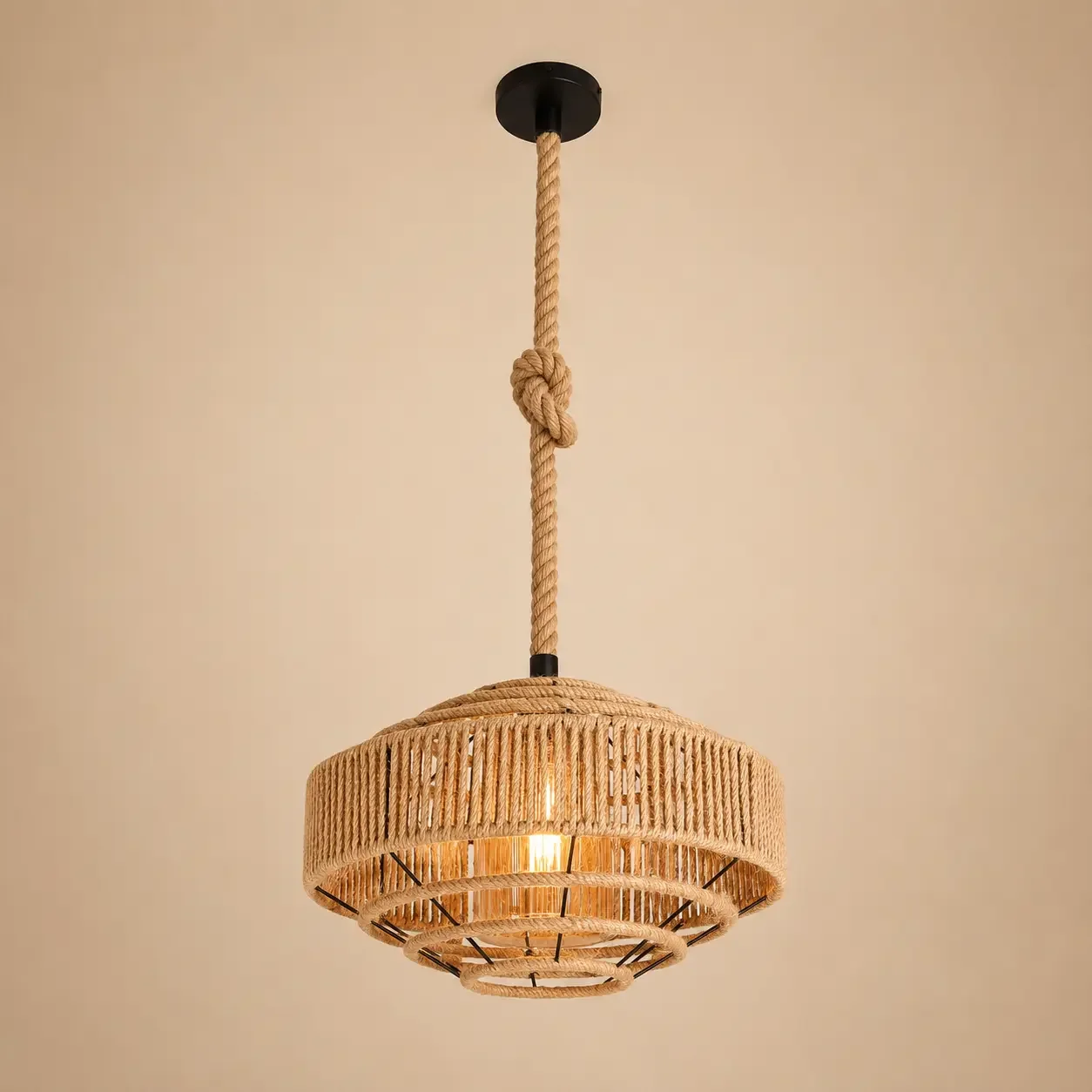 Rut-pendul rustic din funie Diam.40cm